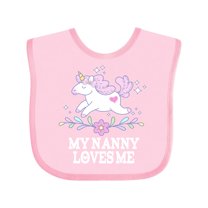 Inktastic My Nanny Loves Me Girl Unicorn Girls Baby Bib