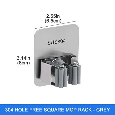 

Bathroom Decor Stainless Steel Mop Clip Hook Free Punching Toilet Storage Artifact