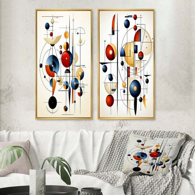 Designart "Unveiling Secrets Minimalist Geometry I" Modern Geometric Framed Wall Art Set Of 2 - Modern White Gallery Wall Frame Set For Home Decor