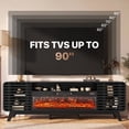 thumbnail image 5 of Sonegra Fireplace TV Stand with 40" Electric Fireplace, Mid Century Modern Entertainment Center with Led Lights for 90" TVs , Wood Media Console with Slatted Sliding Doors for Living Room, Black, 5 of 7