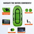 thumbnail image 6 of VEVOR Inflatable Boat, 3-Person Inflatable Fishing Boat, Strong PVC Portable Boat Raft Kayak, 45.6" Aluminum Oars, High-Output Pump, Fishing Rod Holders, and 2 Seats, 750 lb Capacity, 6 of 9