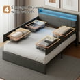 thumbnail image 5 of Satifur Queen Bed Frame with Storage Headboard, Platform Bed with 4 Drawers, Rivet Upholstered Bed Frame with LED Lights & Charging Station, Dark Grey, 5 of 12