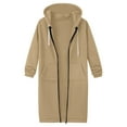 thumbnail image 4 of Kaprioy Womens Zip Up Hoodies Long Coat Sweatshirt Double Zipper Fall Fashion Jacket Sweatshirts Winter Warmy Hoodie Khaki, XXXXL, 4 of 4