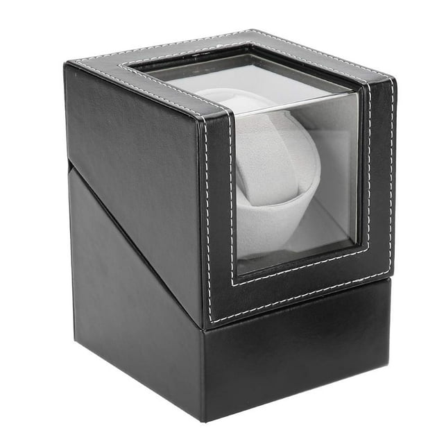 Automatic Rotating Watch Display Box, Quiet Electric Motor Single PU Watch Winder Holder, Classic Watch Winder Table Storage Case