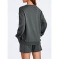 thumbnail image 2 of nvzhuang Women Workout Outfits Set Pullover Sweatshirt and Running Shorts with Pockets, 2 of 9