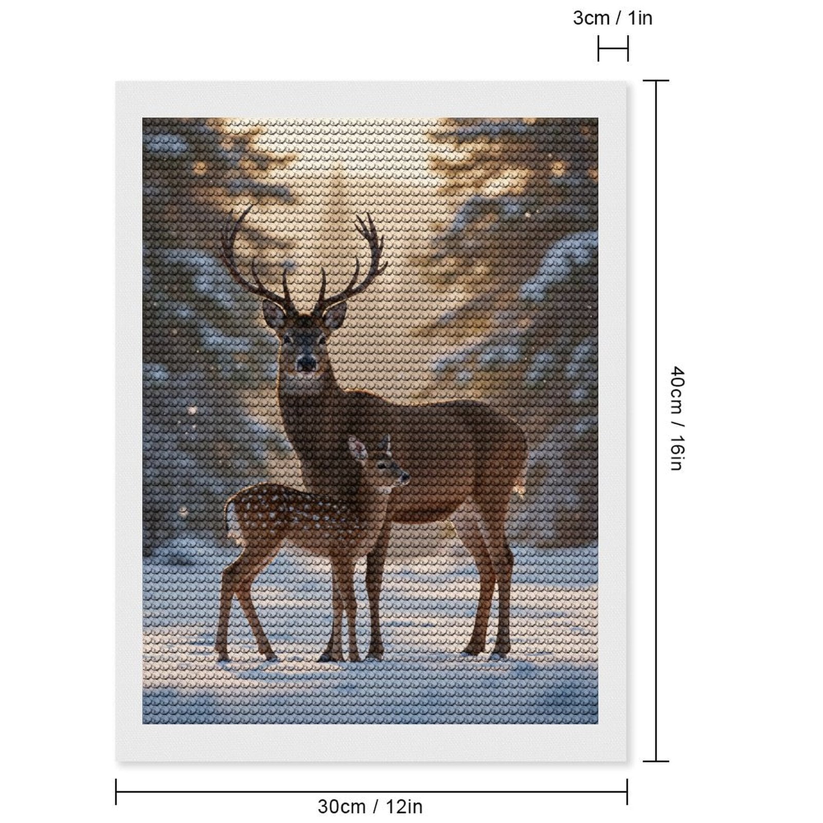 Diamond Art Kits for Adults, Winter Deer Family Snow Scene 5D Diamond Painting Kits for Adults Beginners, DIY Full Drill Diamond Painting, Gem Art and Crafts 12x16