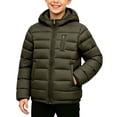 thumbnail image 2 of Cethrio Boys Puffer Jackets, Warm Long Sleeve Lightweight Full Zip Winter Outerwear with Pockets Army Green Size 13-14 T, 2 of 6