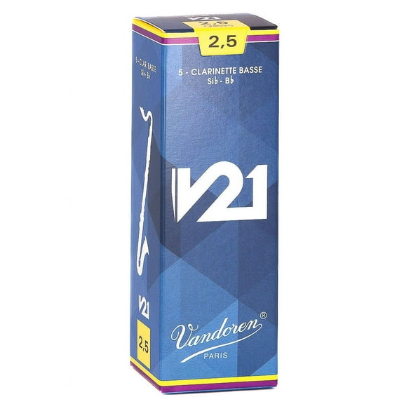 Vandoren Bass Clarinet V21 Reeds Strength #2.5; Box of 10