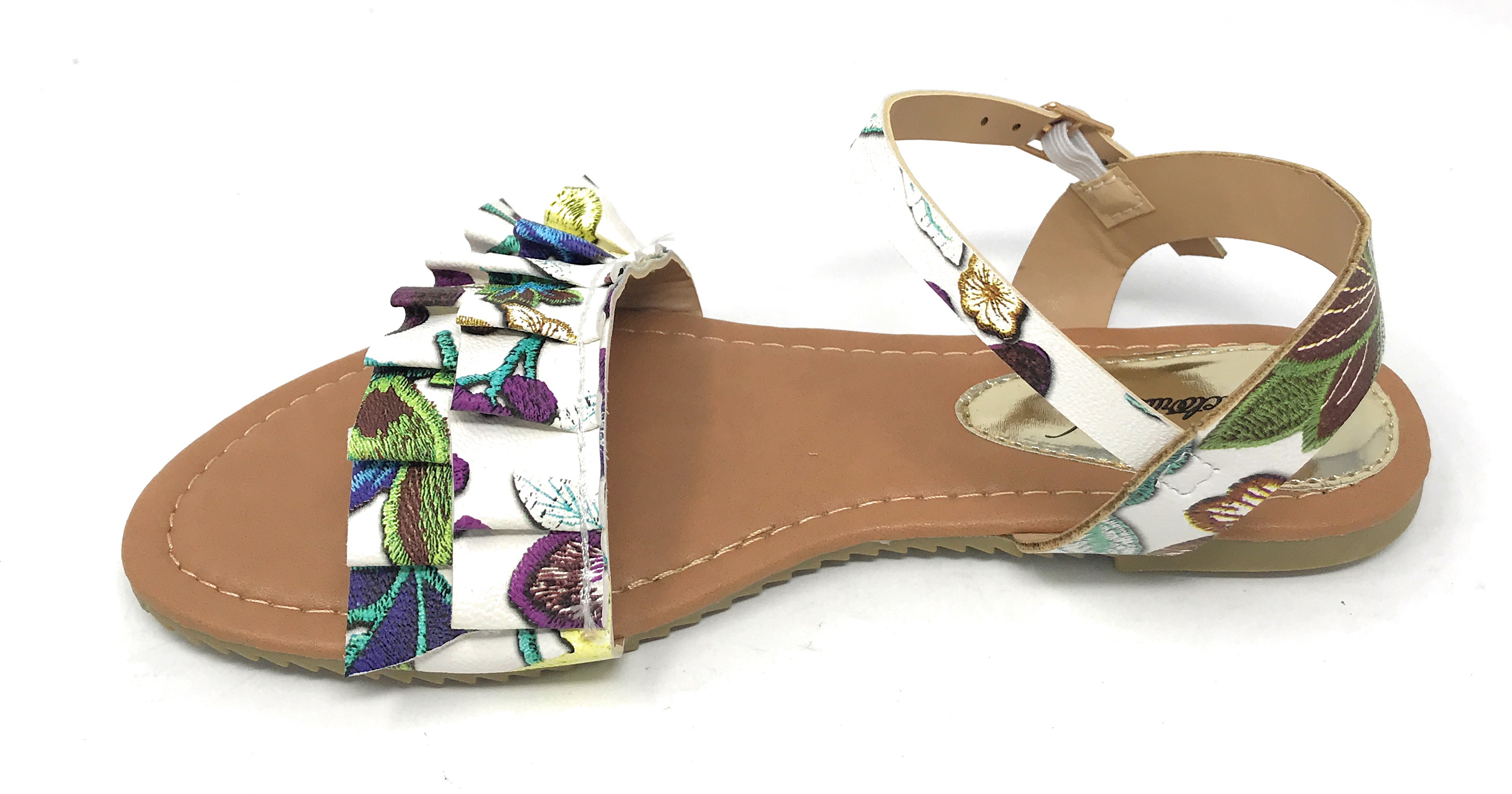 Victoria K Women's Printed Floral Ruffels Sandals