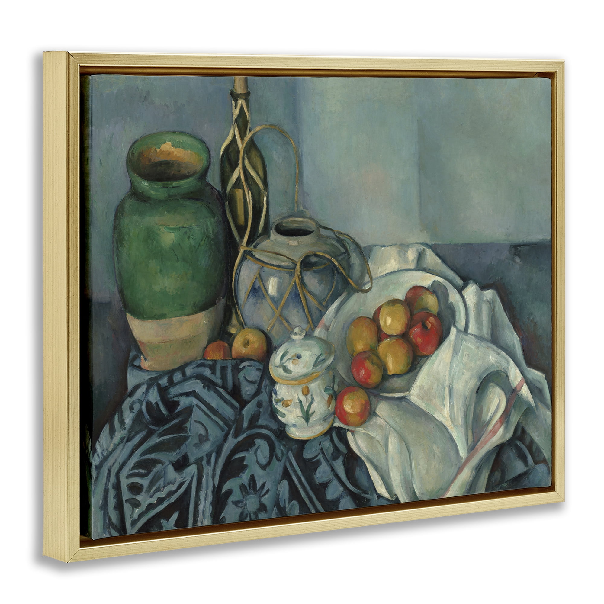 Stupell Industries Classic Cezanne Apples Still Life Food & Beverage Painting Gold Floater Framed Canvas Art Print Wall Art, 31 x 25