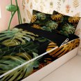 thumbnail image 3 of Erosebridal Tropical Gradient Leaf Print Zipper Full Size Comforter Sets with Fitted Sheet and 2 Pillowcases,Golden Monstera Palm Zipper Bedding Set,Gold Green,4pcs,Black Reversible, 3 of 6