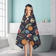 thumbnail image 6 of Navy Blue Baseball Football Pattern Hooded Bath Towel，50"x30" for Ages 3 To 12 Kids, Quick Dry Lightweight Soft Microfiber Hood Beach Towel Cover Up for Kids, 6 of 7