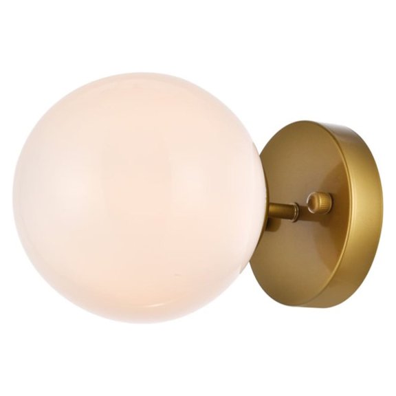 Mimi six inch dual flush mount and bath sconce in brass with frosted glass