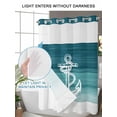 thumbnail image 4 of No Hook Shower Curtains with Snap-in Liner Set, Nautical Anchor Teal Green Waterproof Hotel Style Bathroom Shower Curtain, Coastal Ocean Ombre Striped Mesh Top Window Bath Curtains 36''x72'', 4 of 6