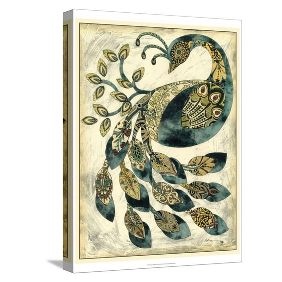 Art.com Royal Peacock II Stretched Canvas Print Wall Art by Chariklia Zarris, 12" x 16"