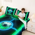 thumbnail image 3 of Erosebridal Soccer Ball Games Kids Queen Sheet Sets,Neon Green Football Court Bed Set For Football Lovers 4-Piece, 3 of 6
