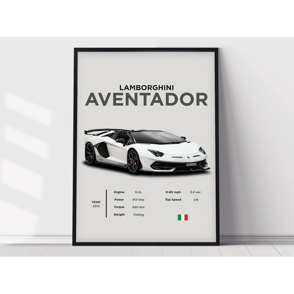 WestConfe Lamborghini Aventador Poster Print, Boys Room Decor, Home Office Art, Room Decor, Car Posters