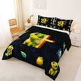 thumbnail image 2 of Erosebridal Kids Dinosaur Full Size Comforter Sets for Boys Girls, Dino Letter F Bedding Sets, Black Reversible 3-Piece, 1 Comforter and 2 Pillowcases, 2 of 6