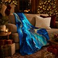 thumbnail image 3 of Swirling Blue Gold Marble Sofa Pumpkins Cat Elegant, Cozy Pet Portrait Pattern, Warm Flannel Blanket for Living Room and Reading Nook, Cat Lovers Halloween Gift, Pet Lover Home Decor, 3 of 9