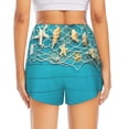 thumbnail image 2 of Lsque Seashells And Fishing Net On Blue Wooden Table Printed Women's Running Shorts with Liner Pockets,Elastic Quick Dry Workout Athletic Gym Yoga Shorts,Womens High Waist Shorts-Medium, 2 of 9