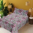 thumbnail image 2 of Ambesonne Exotics Fitted & Flat Sheet with Sham 3 Pcs Set, Aloha Leaves Dreamy Print, Twin XL, Pastel Pink Soft Blue, 2 of 5