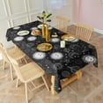 thumbnail image 2 of Black White Sun Moon Planet Star Pattern Rectangle Tablecloth 60"x102",Waterproof Polyester Rectangle Table Cloth, Wipeable Spillproof Polyester Tablecloth for Dining, Camping, Indoor and Outdoor, 2 of 6