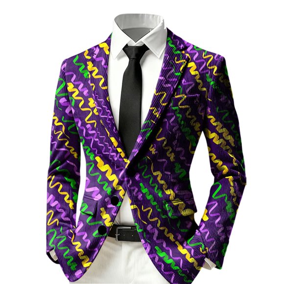 Carnival Print Corduroy Jacket Style Casual Coat For Party Wedding And Festive Events Men'S Blazers & Suit Jackets Multicolour Xxxxl