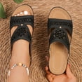 thumbnail image 5 of Dakaela Orthopedic Sandals Women Comfortable Dressy Summer Slip on Slides Arch Support Low Wedges Outdoor Beach Walking Shoes Black Size 6, 5 of 8