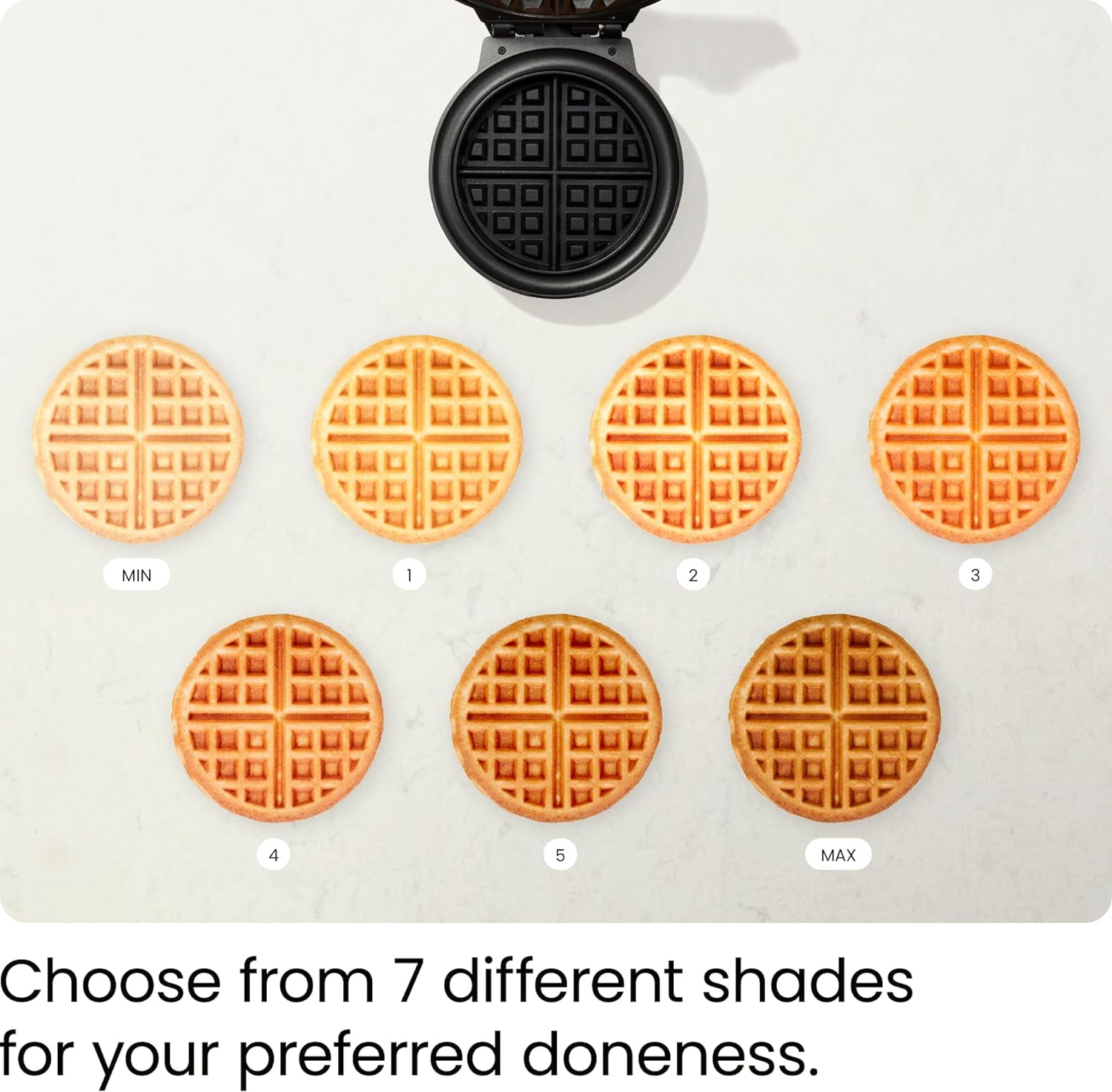 Chefman Anti-Overflow Belgian Waffle Maker, Shade Selector, Non-Stick, Black