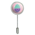 thumbnail image 1 of Cute Easter Egg Turquoise Purple Polka Dots Stick Pin Stickpin Hat Brooch, 1 of 5