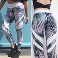 thumbnail image 4 of Mallas elásticas transpirables para mujer, para correr, fitness, yoga, pantalones con estampado de hojas L, 4 of 9