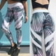 thumbnail image 4 of Mallas elásticas transpirables para mujer, para correr, fitness, yoga, pantalones con estampado de hojas L, 4 of 9