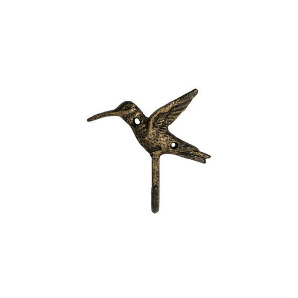 FantasHome Gancho único para decoración del hogar de hierro fundido montado en la pared con diseño único (colibrí)