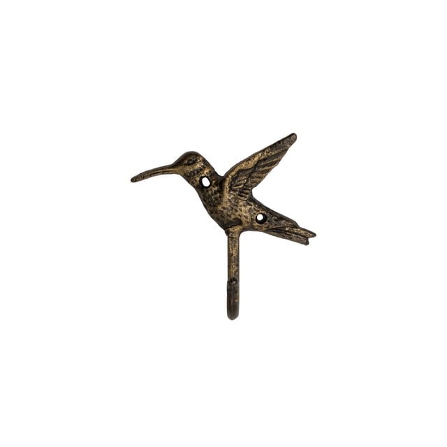 FantasHome Gancho único para decoración del hogar de hierro fundido montado en la pared con diseño único (colibrí)