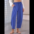thumbnail image 4 of Pantalones Rectos Holgados e Informales de Algodón y , Color Azul , Talla S, 4 of 5