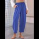 thumbnail image 4 of Pantalones Rectos Holgados e Informales de Algodón y , Color Azul , Talla S, 4 of 5