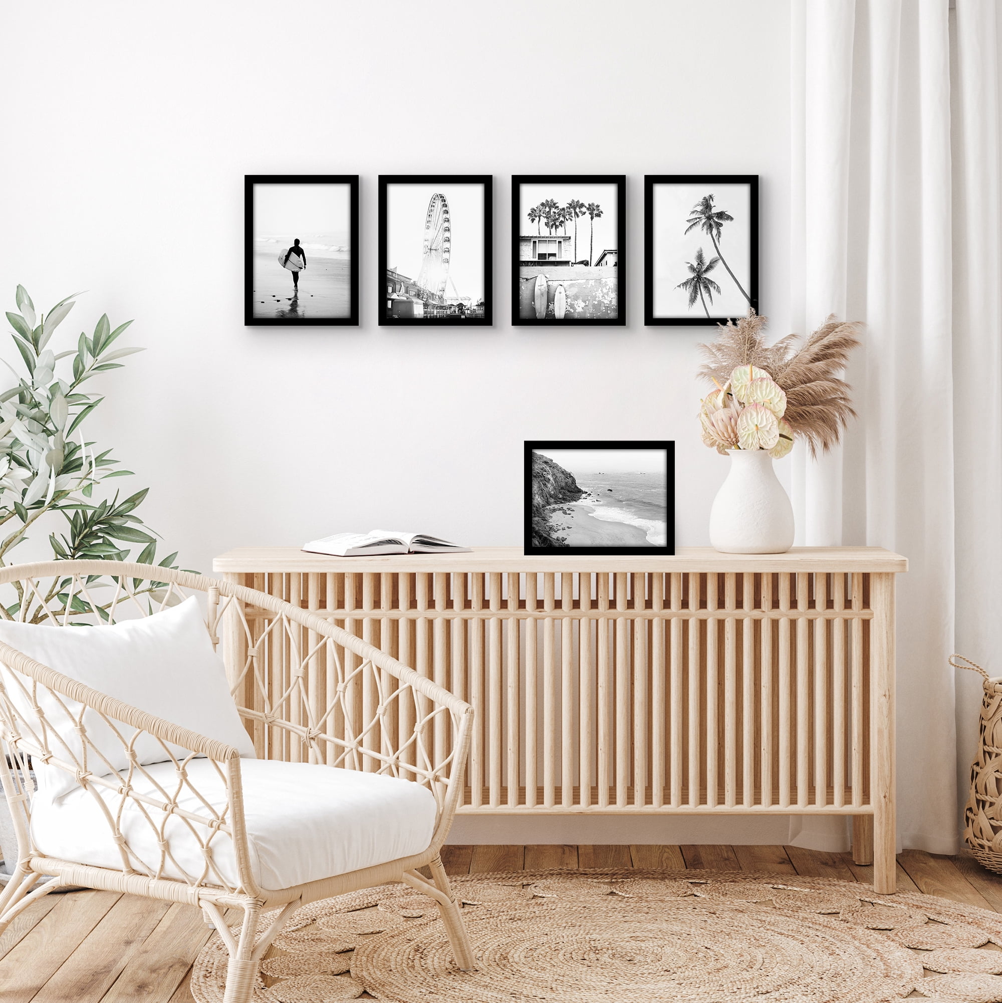 Americanflat 8x11 Picture Frame with Polished Plexiglass 5 Pack Galleria Collection Frames Tabletop - Black