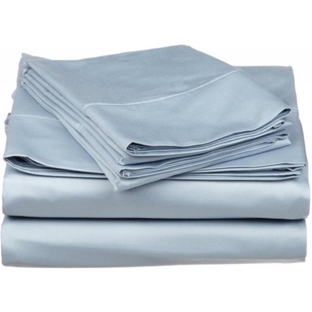 530 Thread Count Egyptian Cotton Twin XL Sheet Set Solid Light Blue