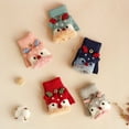 thumbnail image 3 of Children Winter Warm Casual Christmas Knit Cute Pattern Mittens Plus Velvet Flip Fingerless Multifunction Glove, 3 of 3