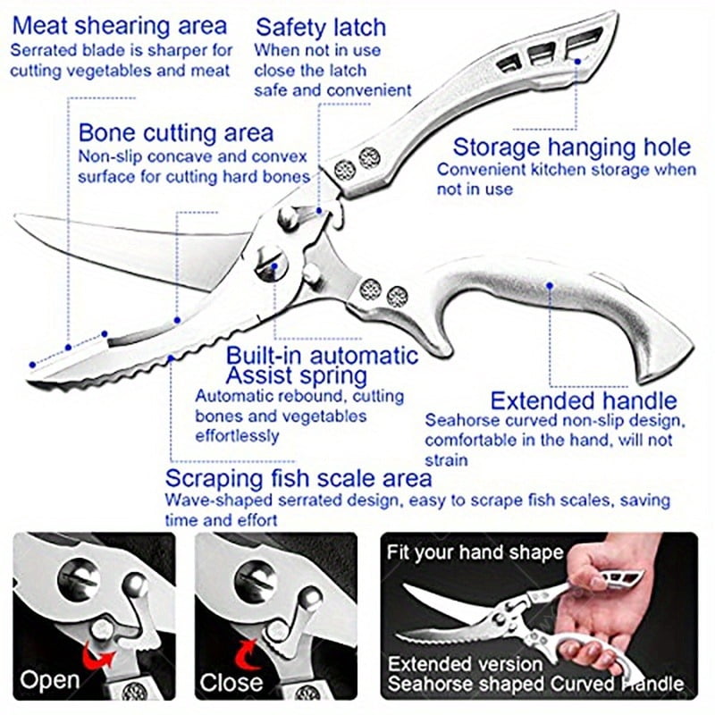 7PCS Professional Kitchen Chef Knife Set Includes Stainless Steel Handmade Forged Knives Vegetable Utility Boning Fish Meat Fruit Cutting Boning Duck Scissors for Cooking and Butcher Preparation