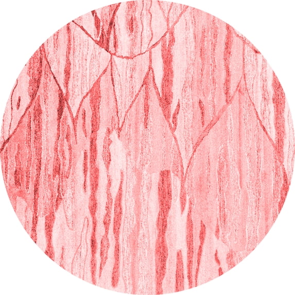 Ahgly Company Indoor Round Abstract Red Contemporary Area Rugs, 7' Round