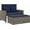 Grey, variant on 2-Seater Patio Sofa with Cushions, Gray Poly Rattan Outdoor Sofa with Footstool, Convertible Bed with Storage