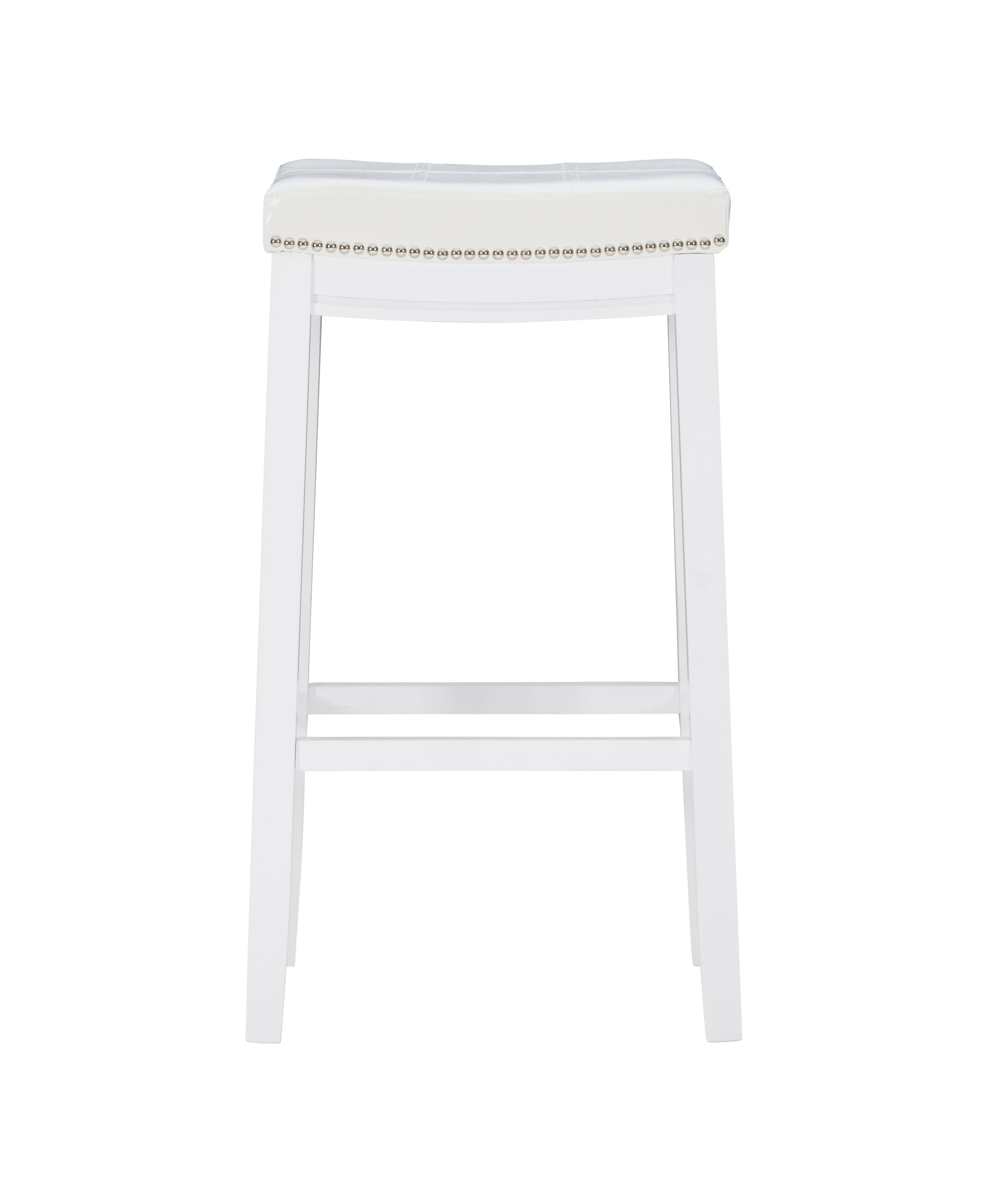 Linon Claridge 32" Backless Wood Bar Stool, White/White Faux Leather, Includes 1 Stool