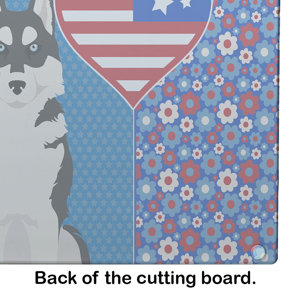 Black Siberian Husky Glass Cutting Board Large 12 in x 15 in