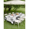 thumbnail image 3 of Outdoor Tablecloth with Umbrella Hole and Zipper, Geometric Black Rectangle Table Cloth 54x80 Inch Waterproof Tablecloth, Abstract Grey White Boho Circle Dot Picnic Table Cover for Patio Camping, 3 of 7