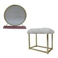thumbnail image 4 of ACME Adao Vanity Mirror & Stool in Faux Fur Mirror Pink & Gold Finish, 4 of 4