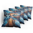 thumbnail image 5 of Ambesonne Life is Better at the Lake Throw Pillow Cover 4 Pack, Sunset, 20", Orange Azure Blue, 5 of 7