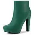 thumbnail image 1 of Unique Bargains Bottines à Talon Bloc Plateforme à Bout Rond avec Fermeture Éclair pour Femmes, 1 of 6