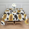 thumbnail image 3 of Black White Cow Pattern Sunflower Square Tablecloth,Waterproof Square Table Cover,Wipeable Spillproof Washable Table Cover for Home Kitchen Party Decor 42"X42"(107x107cm), 3 of 6