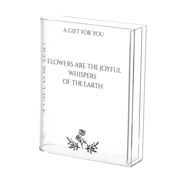 Jarrón de flores de libro acrílico, apertura rectangular, decorativo, transparente, 7,8x5,9x1,5 pulgadas, decoración de mesa para el hogar y la Estilo B